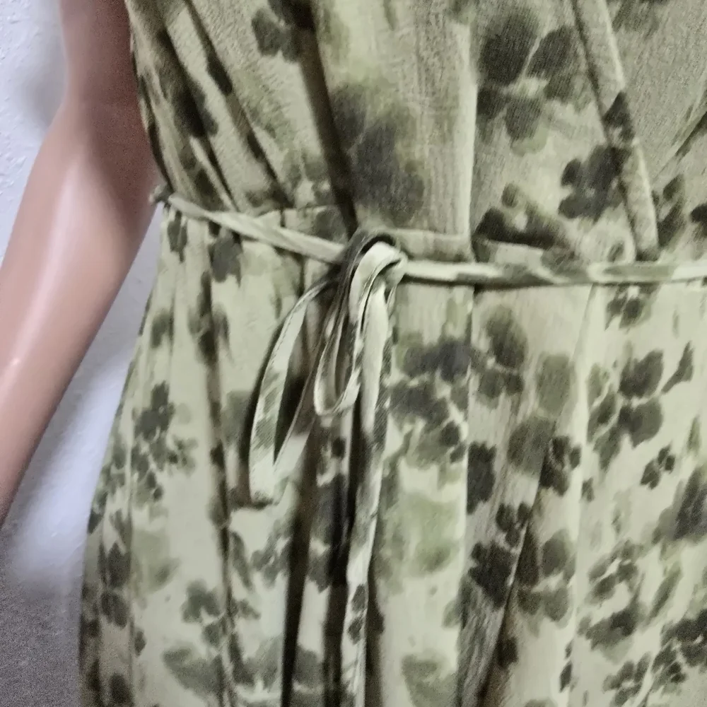 Michael Kors Asymmetrical Green Floral Dress
